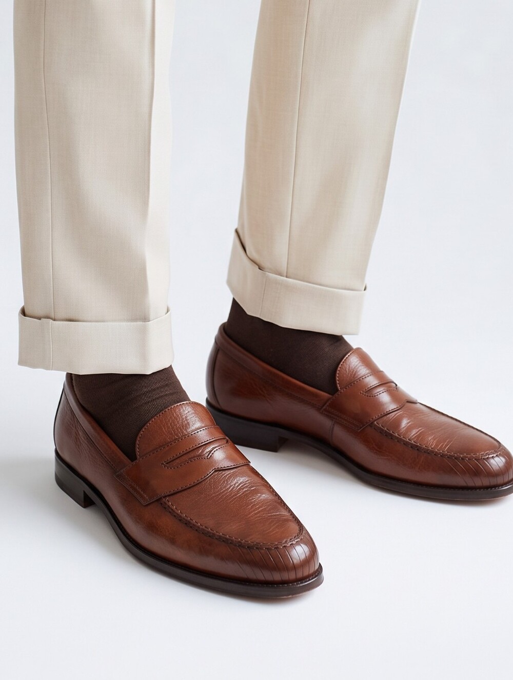 Bragano Cole Haan Made In Italy Brown Leather Penny Loafers Size 9.5